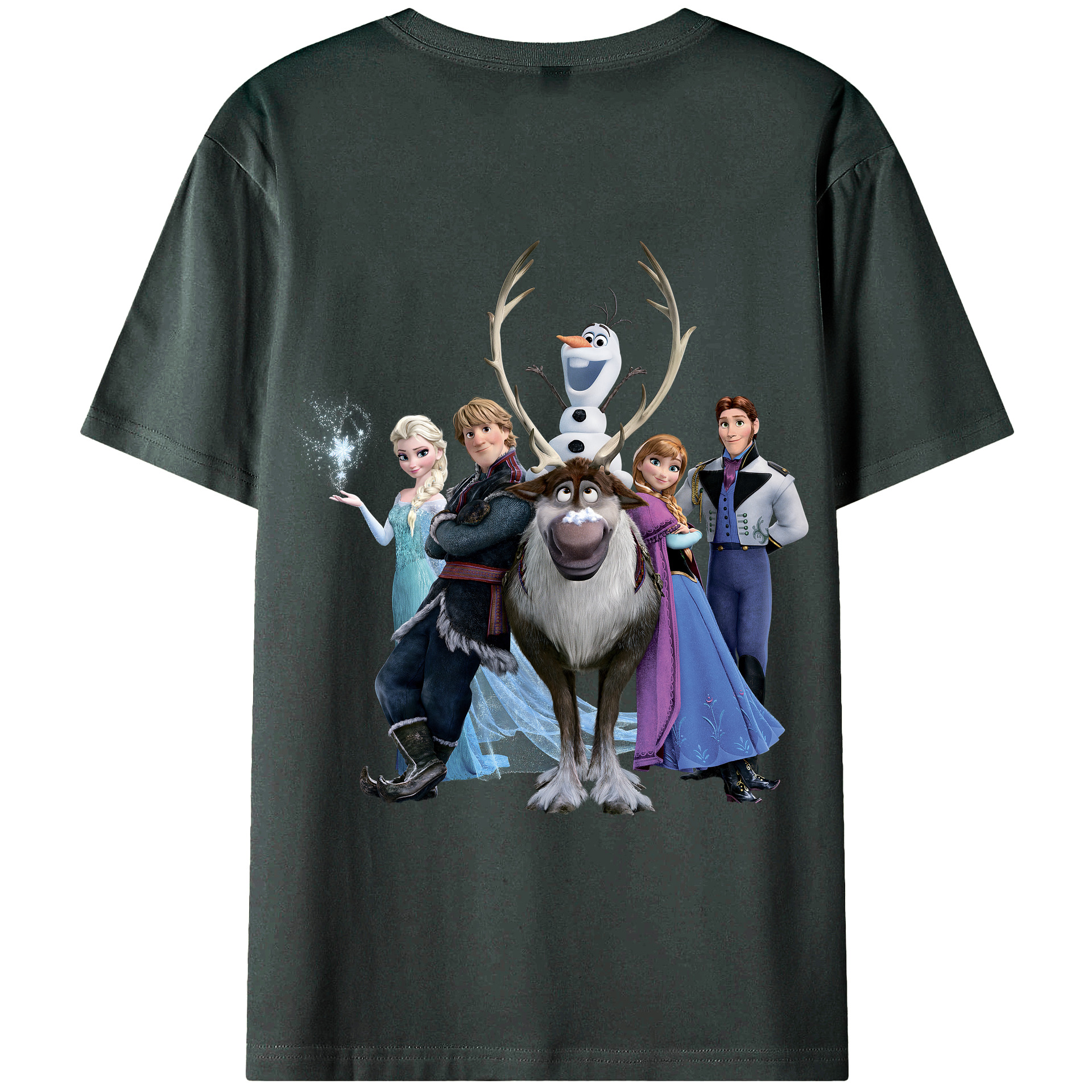 （画像用） アナと雪の女王 アンナ エルサ Frozen Anna Elsa 綿100％ メンズ半袖Tシャツ（バックプリント） 通気性